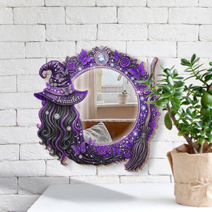 Beautiful Witch - Personalized Witch Wall Hanging Mirror Halloween Gift Housewarming Gift