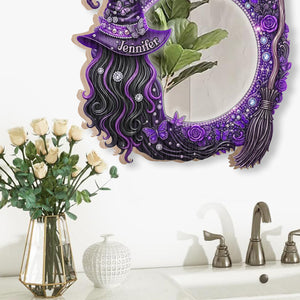Beautiful Witch - Personalized Witch Wall Hanging Mirror Halloween Gift Housewarming Gift