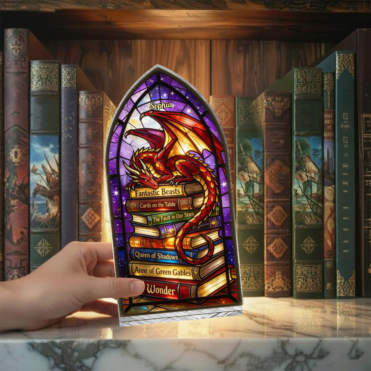 Fantasy Dragon - Personalized Book Candle Holder Sign