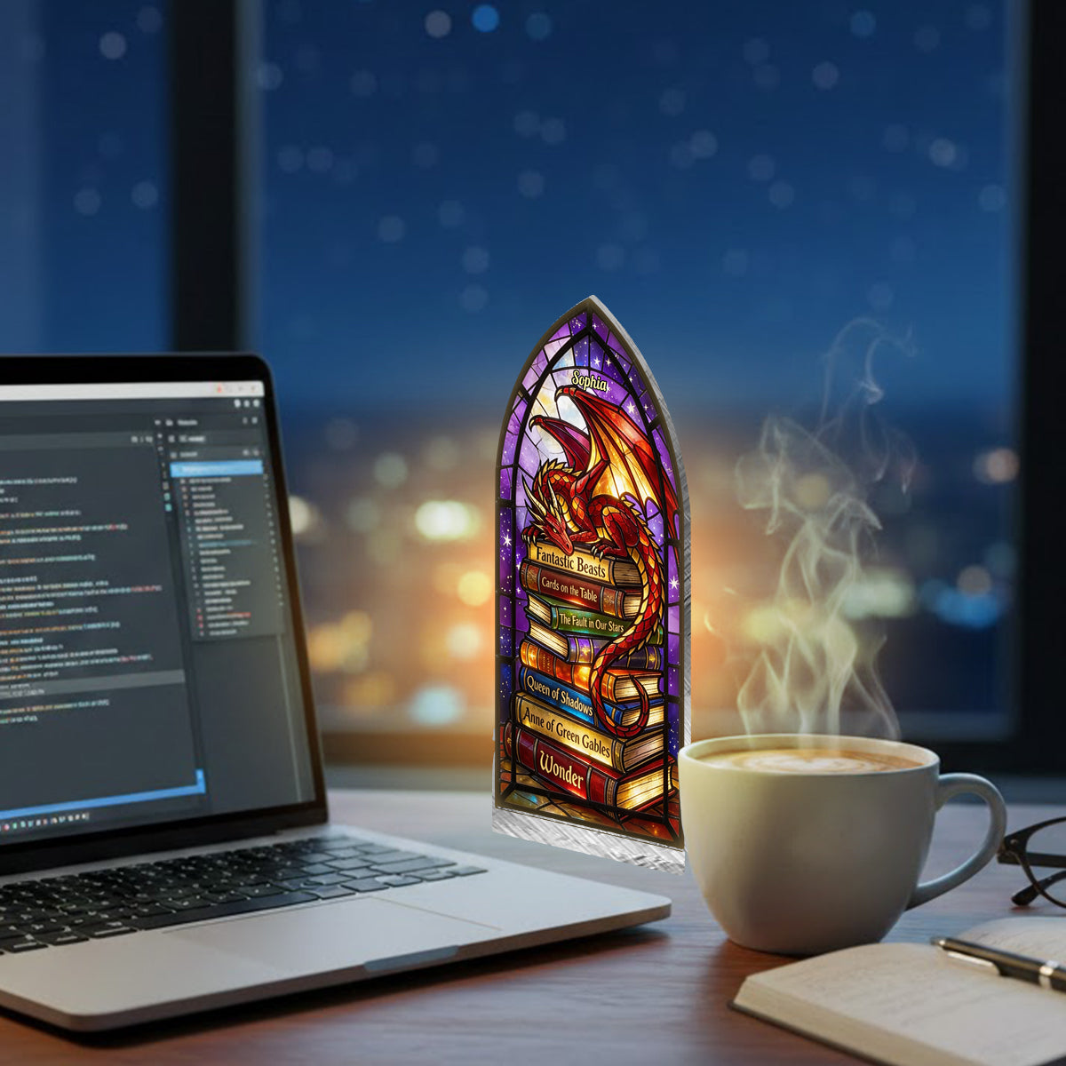 Fantasy Dragon - Personalized Book Candle Holder Sign