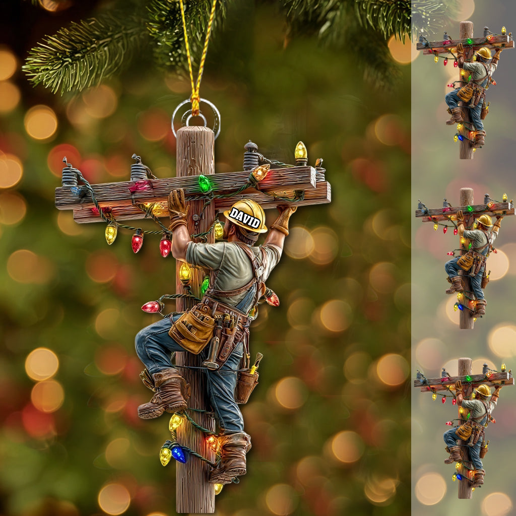 Keeping the Lights On - Personalized Lineman Ornament Christmas Ornament Christmas Tree Hanging Decorations