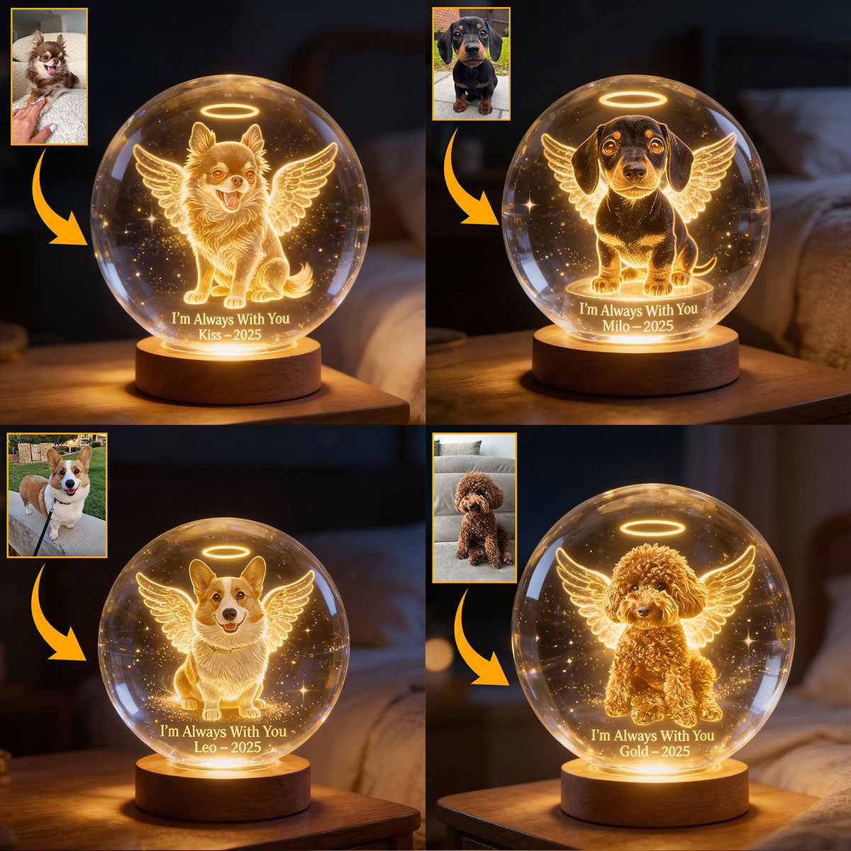 I'm Always With You - Personalized Dog Crystal Ball Night Light