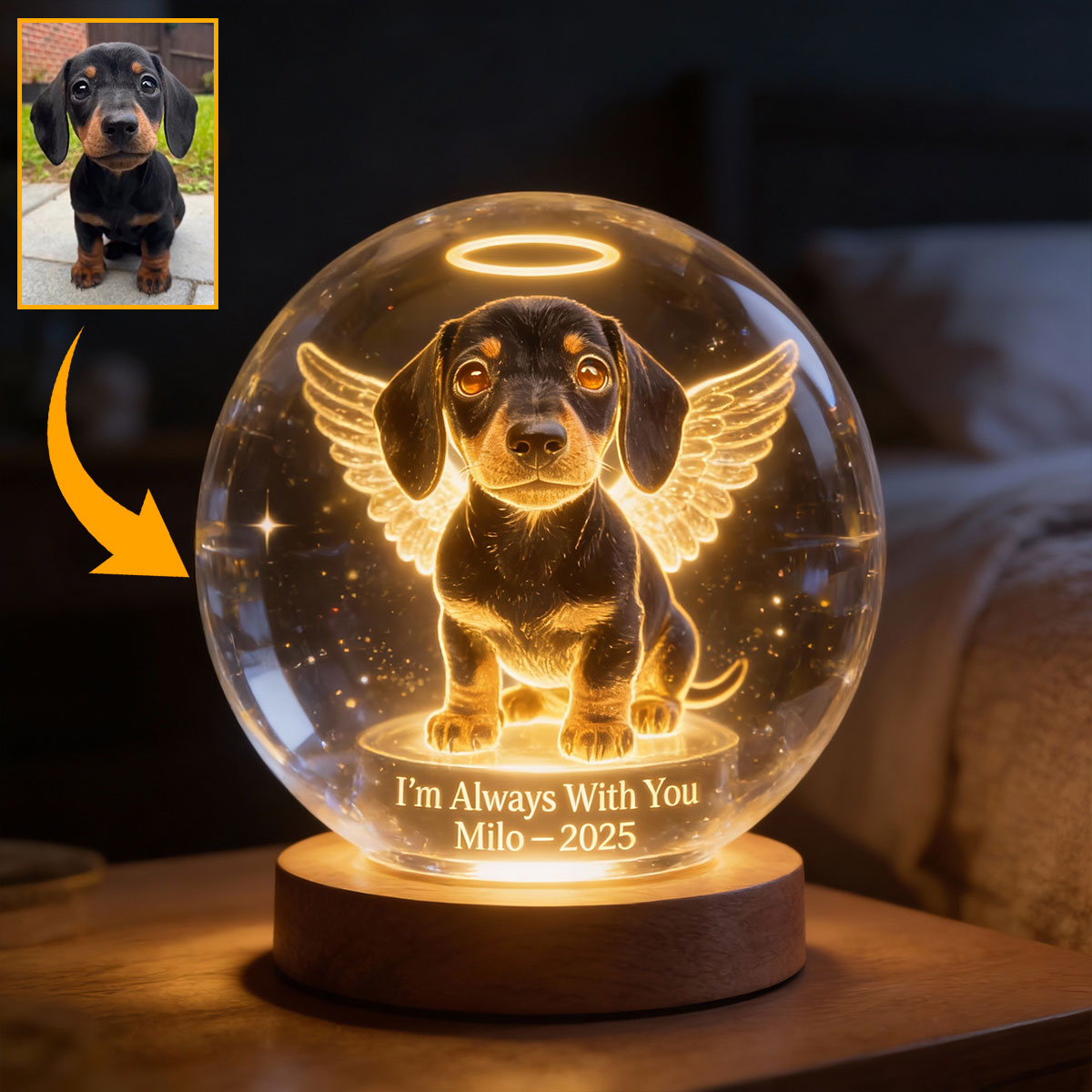 I'm Always With You - Personalized Dog Crystal Ball Night Light