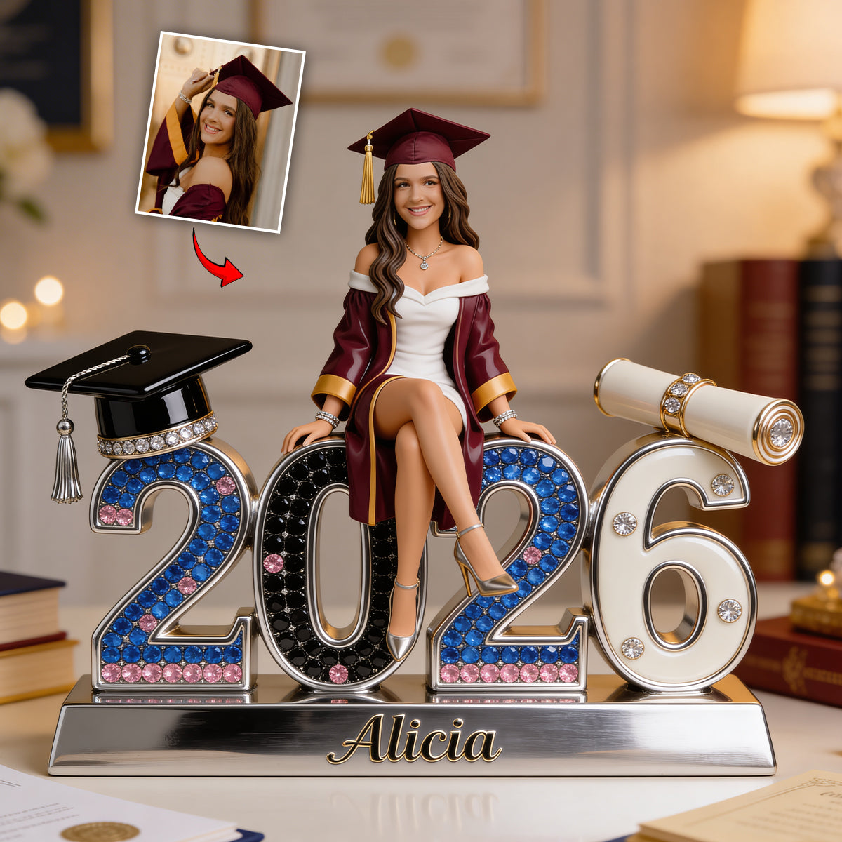 Graduation Memory Personalized Sculpture 2026 - Personalized Table Acrylic Block