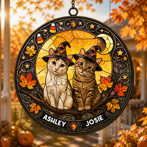 Halloween Stained-Glass Pet Suncatcher – Upload 1–2 Pets + Names - Personalized Suncatcher Stained Glass 107916c5-33a4-44ff-85f6-f6512cf14ae5.png