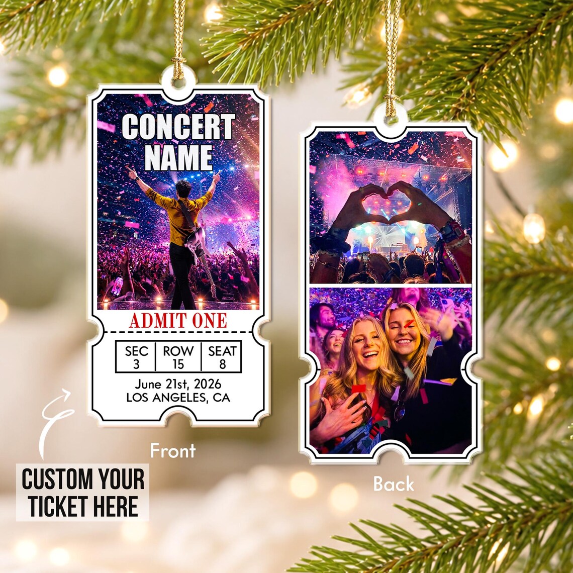 Personalized Concert Ticket Acrylic Ornament: Music Event Keepsake, Music Lover Christmas Gift, Favorite Live Show Ornament 107cf287-9fda-46cf-ab79-841c461b31db-2.jpg
