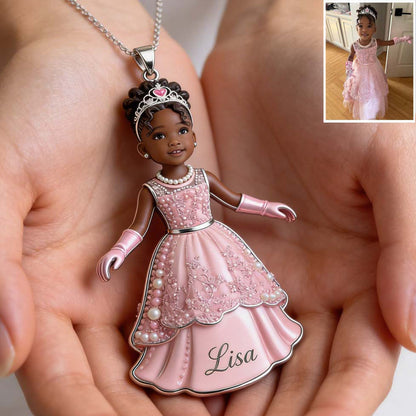 Any Kid Photo - Personalized Kid Shaped Metal Pendant Necklace