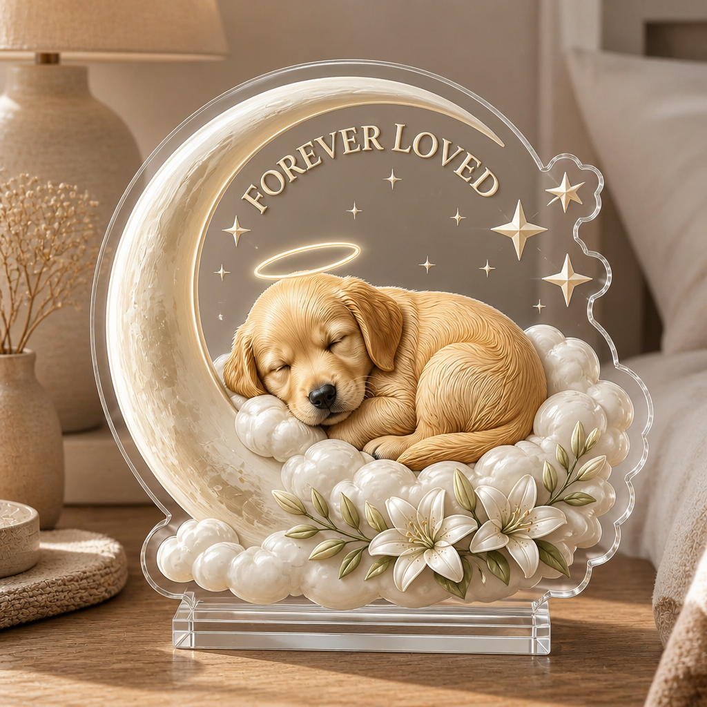 Custom Pet Memorial Crescent Moon Acrylic Standee - Personalized Acrylic Custom shape Standing 1 layer (FS) 1089f773-ef0b-4f8d-8d81-eb783779147a.png