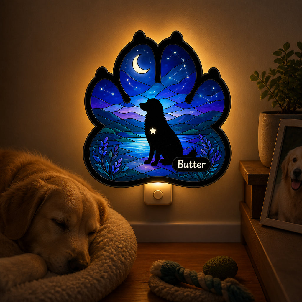 Paw Print Stained-Glass Pet Name Night Light – Dog Silhouette - Personalized Acrylic Night Light 10983412-463d-45f4-87df-d8cfab9de5d6.jpg
