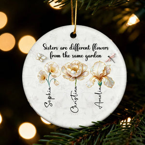 3D Pearl Effect Birth Flowers Sisters From The Same Garden - Personalized Ornament - Christmas Gift For Sisters, Besties