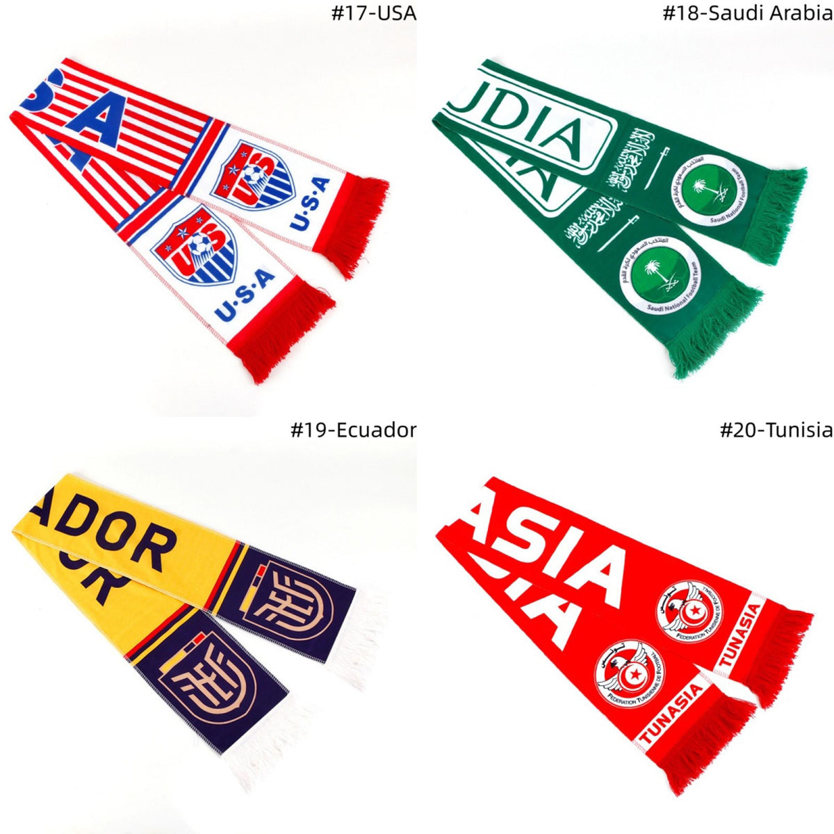 National Soccer Fan Scarf, Soccer Supporter Scarf, Perfect for Stadium Game Day, World Tournament Matches & National Team Fans