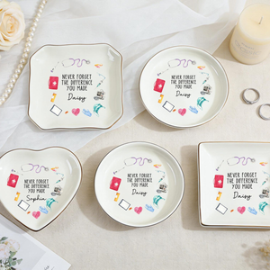 Personalized Nurse Jewelry Dish - Nurse Graduation Jewelry Dish, Stethoscope Name Trinket Dish, Never Forget The Difference You Made