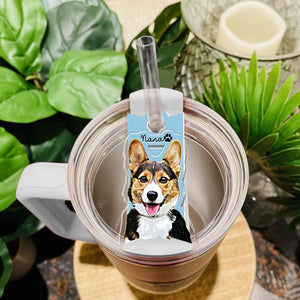 Personalized Dog Tumbler Name Tag, 30oz 40oz Tumbler Pet Plate Topper, Custom Pet Portrait Tumbler Topper, Pet Memorial Tumbler Tag