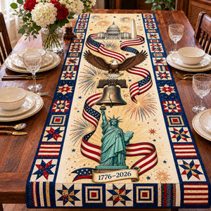 USA 250th Anniversary Table Runner, Patriotic America 1776-2026 Table Decor, Independence Day Dining Table Runner, Americana Home Decoration