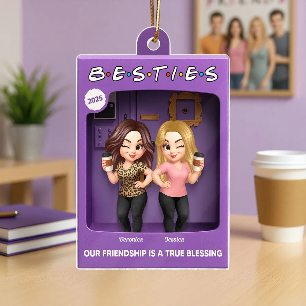 3D Effect Besties Forever Best Friends - Personalized Acrylic Ornament - Christmas Gift For Besties