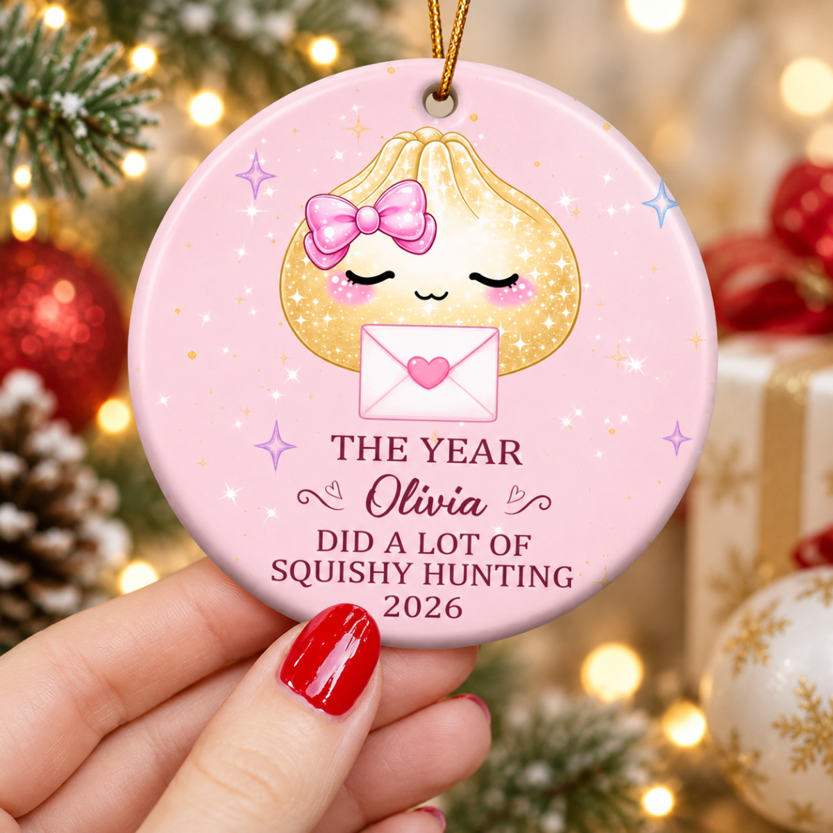 Cute Gift For Kids 2026 Cute Dumpling Squishy Hunter - Personalized Ornament - Gift For Kid, Famlily