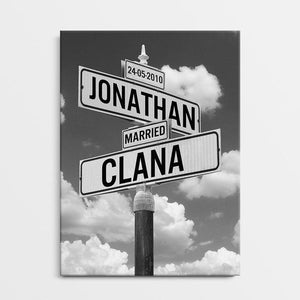 Couple Street Sign - Personalized Canvas - Gift For Couple