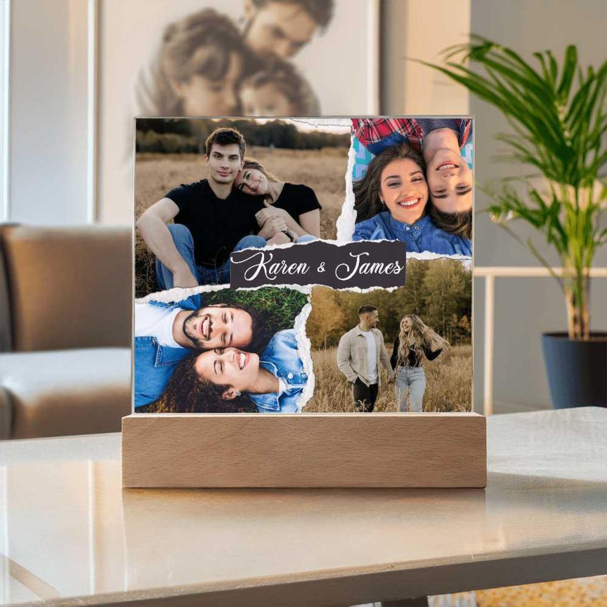 Personalize Collage LED Sign, Personalized Couples Gift, Custom Photo Collage LED Light, Valentine, Engagement, Gift for Her, Gift for Him