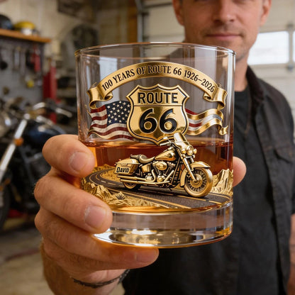 100 Years Of Route Personalized Gifts For Bikers 11oz Whisky Glass