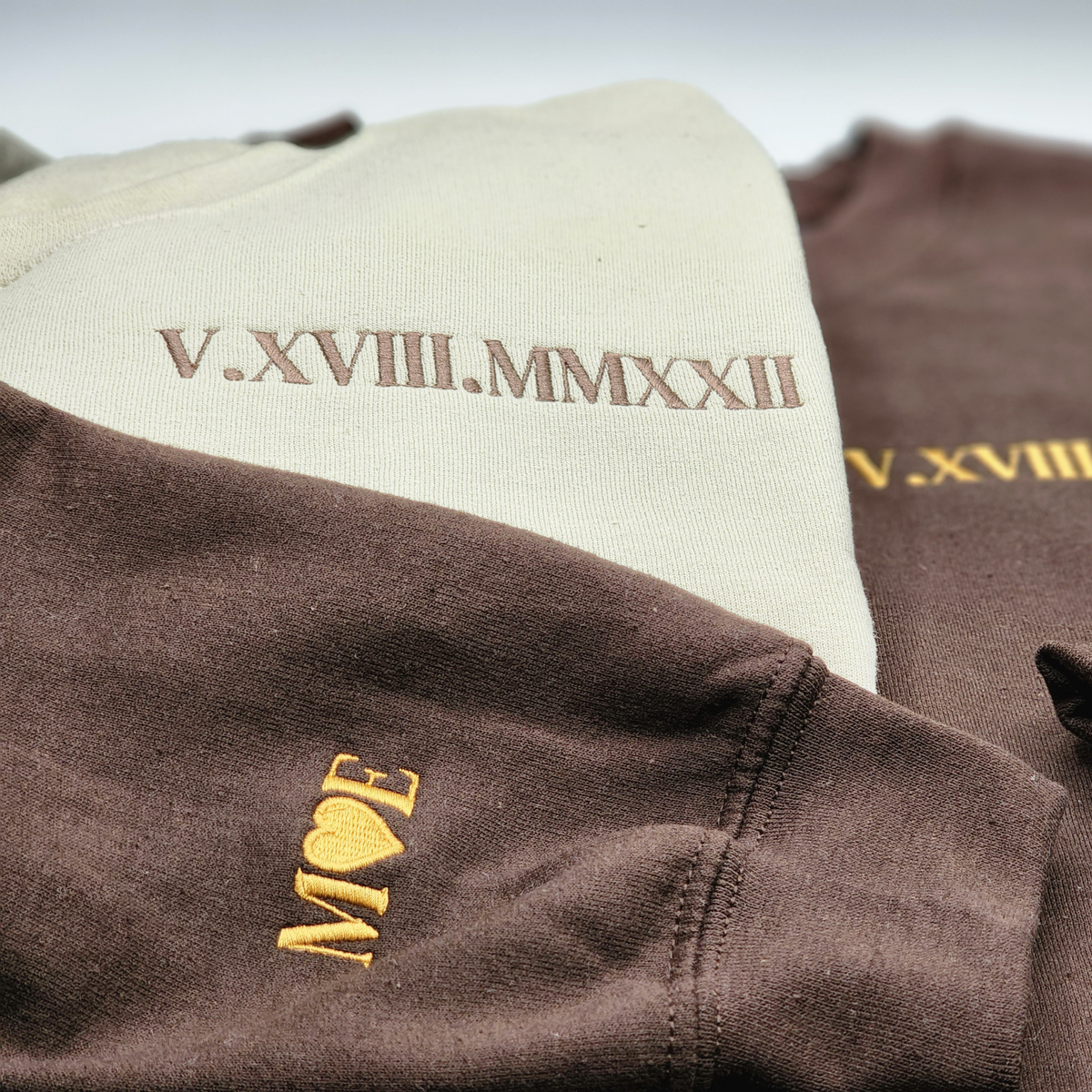 Personalized Roman Numeral Date and Initial Perfect for Couple's Anniversary Embroidered Shirt