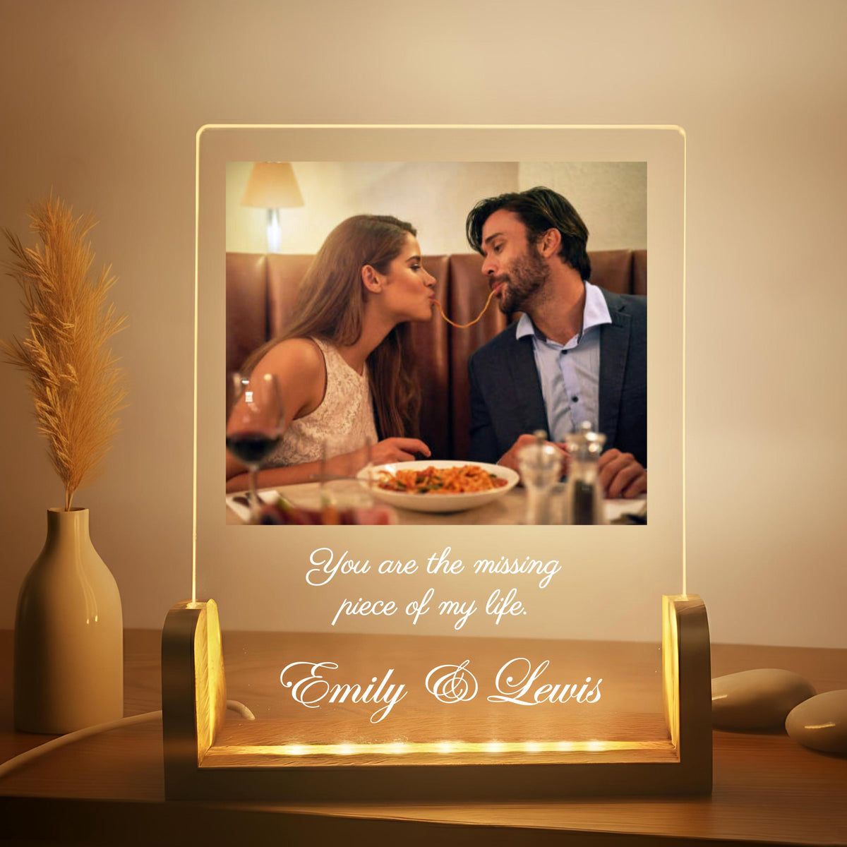 Personalized Silhouette Photo Night Light - Custom Anniversary Gift for Couple - Acrylic Photo Plaque - Unique Gift for Him or Her