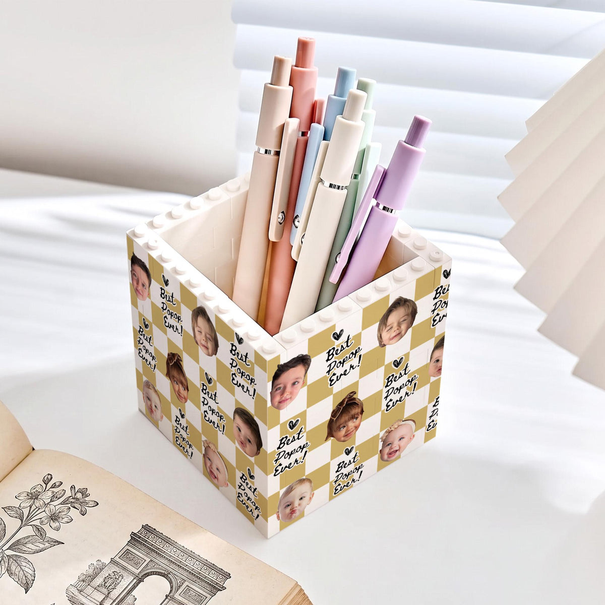 Personalized Baby Face Photo Building Block Pen Holder, Best Dad Ever Puzzle Block, New Dad Gift, Fathers Day Gift For Dad, Papa