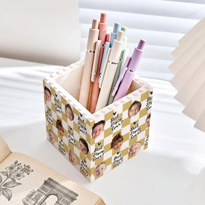 Personalized Baby Face Photo Building Block Pen Holder, Best Dad Ever Puzzle Block, New Dad Gift, Fathers Day Gift For Dad, Papa