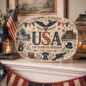 America 250th Anniversary Platter, 1776 2026 Patriotic Decorative Plate, Liberty Bell Freedom, 4th of July Decor, Independence Day Keepsake