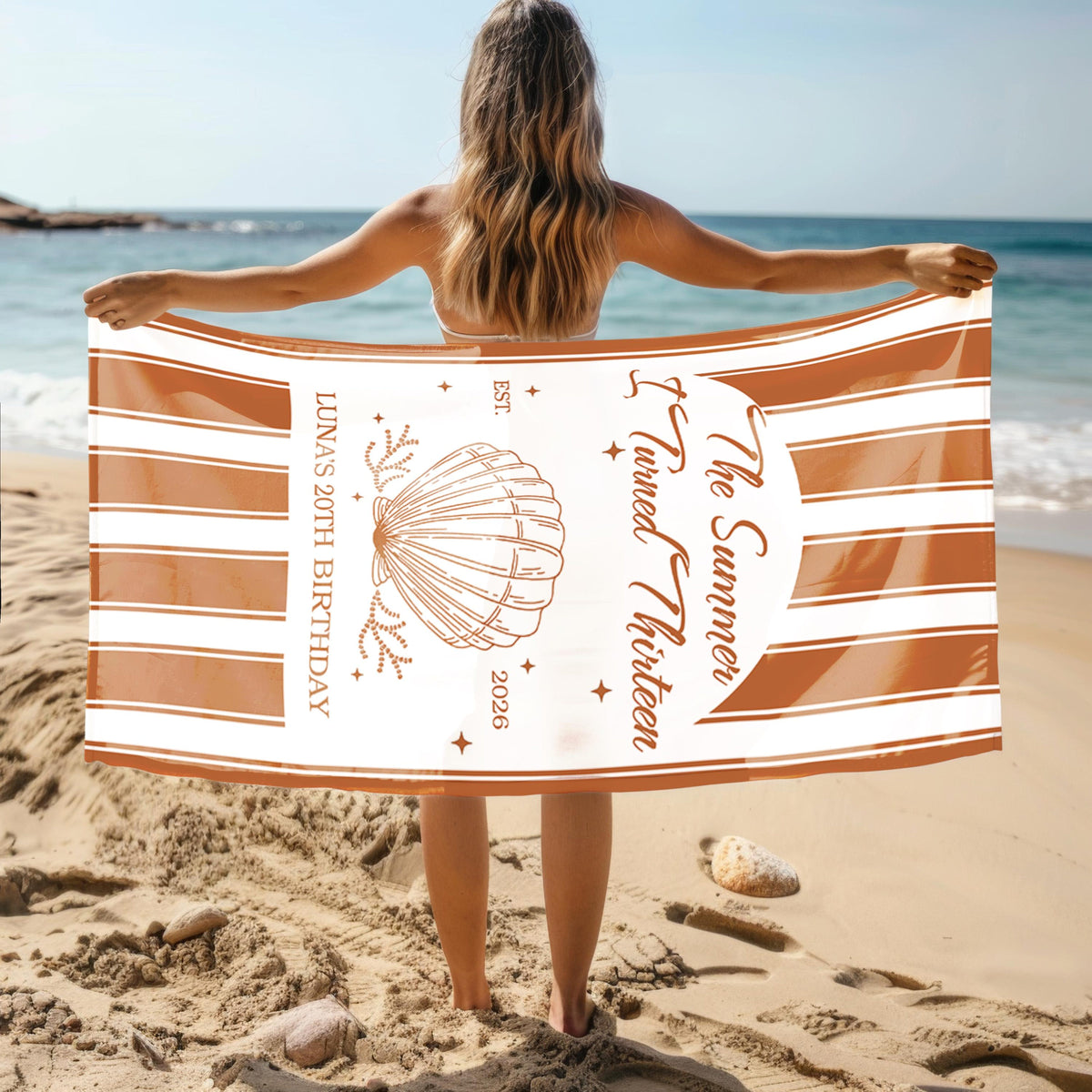 Custom The Summer I Turned Birthday Beach Towel, Birthday Party Beach Towels, Summer 20th 30th 40th Birthday Gift, Bachelorette Towels