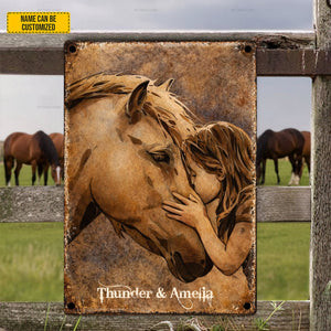 Personalized Horse & Baby Girl Metal Sign Personalized Gift For Horse Lovers, Gift For Daughter, Housewarming Gift