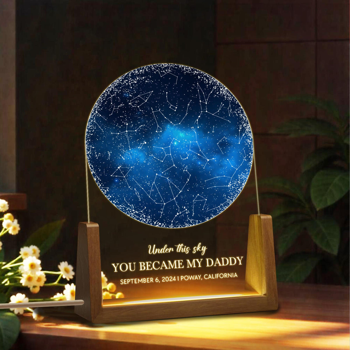 Custom Star Map by Date, Fathers Day Gift, Night Sky Night Light, Gift for Daddy, Gift for Dad From Daughter Son, The Day You Became My Dad