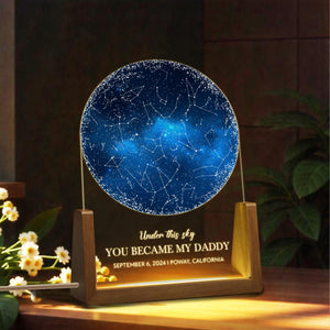 Custom Star Map by Date, Fathers Day Gift, Night Sky Night Light, Gift for Daddy, Gift for Dad From Daughter Son, The Day You Became My Dad