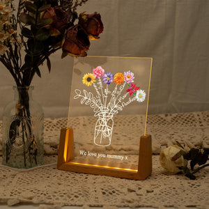 Custom Family Bouquet Night Light, Mothers Day Gift, Mum's Bunch with Kids Name, Birth Flower Lamp, Gift for Mom/Grandma, Mother's Day Gift