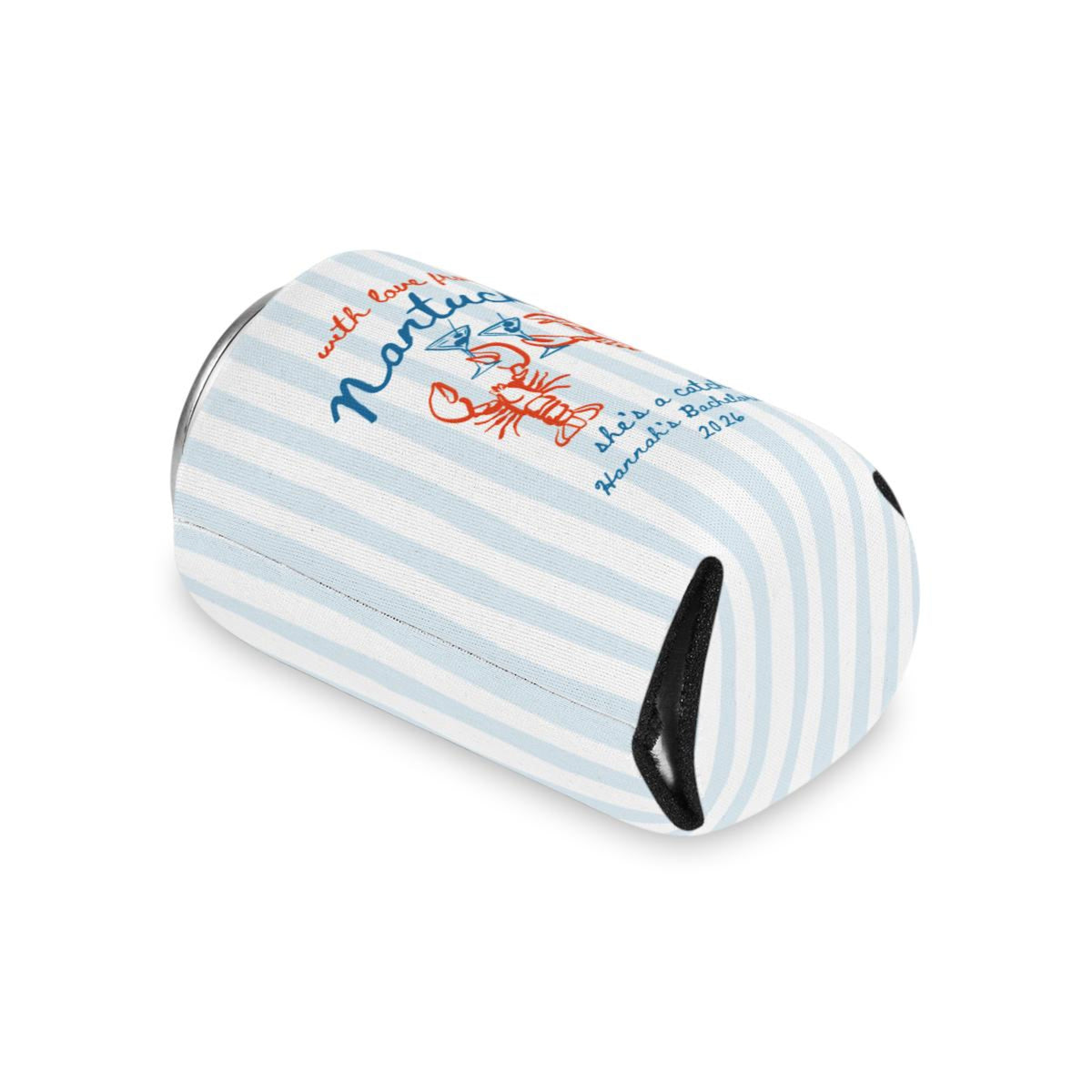 Nantucket Bachelorette Can Coolers, She's a Catch Drink Coolers, Custom Nantucket Beach Party Favors, Girls Trip Drink Holders
