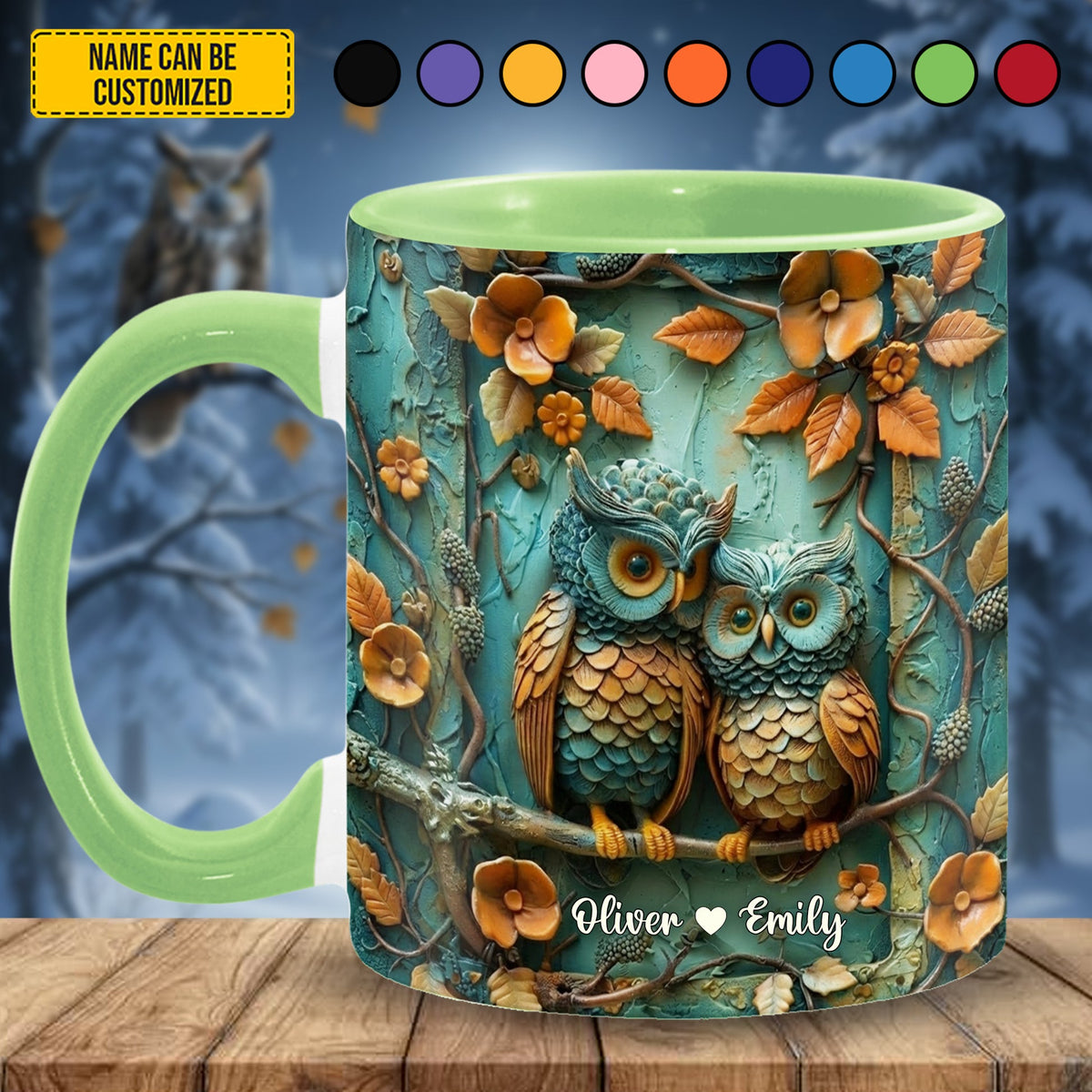 Cute Couple Owl - Personalized Owl Accent Mug