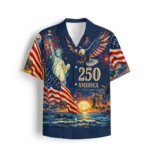 Men's Hawaiian Shirt America's Freedom 250th Anniversary,1776-2026 Patriotic Short Sleeve Button Down Vintage Shirt,United States 250 Years