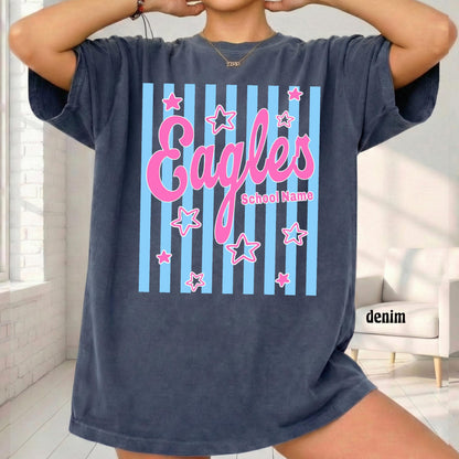 Comfort Colors Custom Mascot Team Shirts, Striped School Spirit Shirt, Game Day Mom Shirt, Back To School