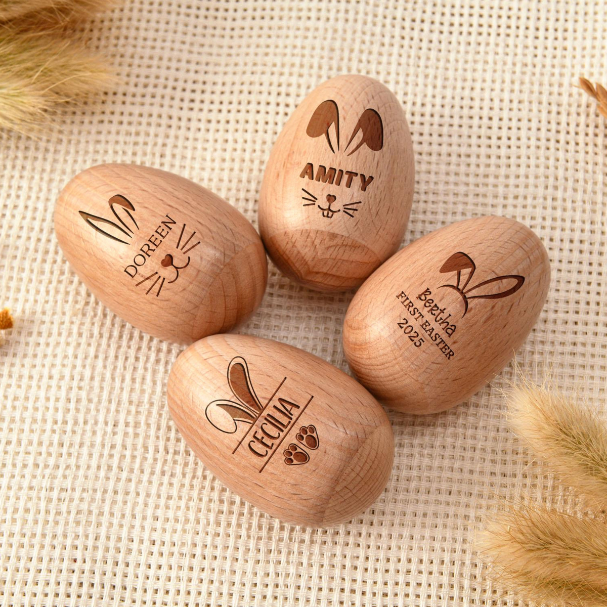 Personalized Wooden Easter Egg, Musical Wooden Easter Egg Shakers, Custom Easter Gift, Baby First Easter