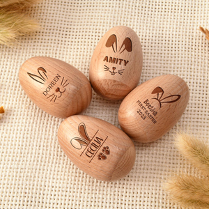 Personalized Wooden Easter Egg, Musical Wooden Easter Egg Shakers, Custom Easter Gift, Baby First Easter