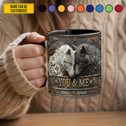 You and me wolf - Personalized Accent Mug Valentine's Day Gift Couple Gift Anniversay Gift For Him Gift For Her