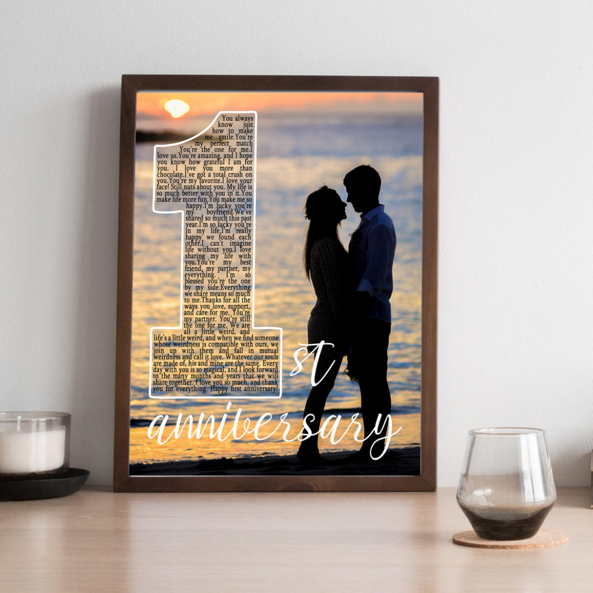 1st Anniversary Custom Photo - Personalized Canvas - Gift For Boyfriend Girlfriend, Anniversary Gift For Couple