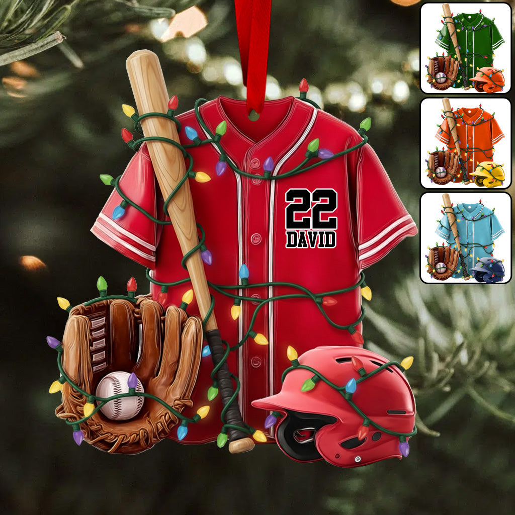 Baseball Life - Personalized Baseball Ornament Custom Uniform Color Acrylic Baseball Ornament: Custom Name & Number Christmas Ornament