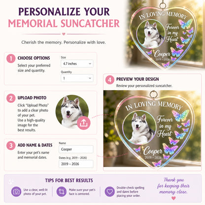 Pet Memorial Heart Suncatcher — In Loving Memory • Forever in My Heart (Photo, Name, Years) - Personalized Suncatcher Ornament 10c9c0d4-6324-4040-be37-29e820f9af4f.jpg