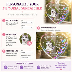 Pet Memorial Heart Suncatcher — In Loving Memory • Forever in My Heart (Photo, Name, Years) - Personalized Suncatcher Ornament 10c9c0d4-6324-4040-be37-29e820f9af4f.jpg