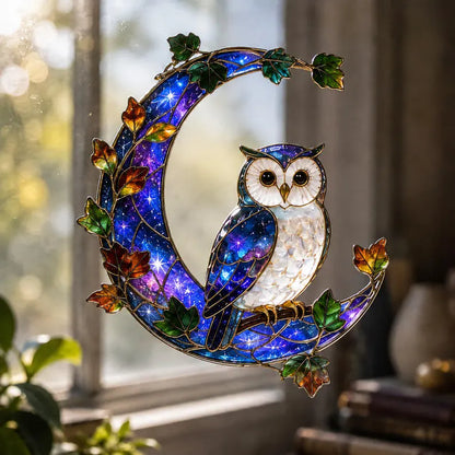 Owl Glass Suncatcher, Crescent Moon Window Hanging, Celestial Bird Decor, Stained Glass Style Gift for Nature Lovers 10d390b5-39fe-4cf9-8fe0-149a1b763bc2-fdddfdfdbggf-2-.webp