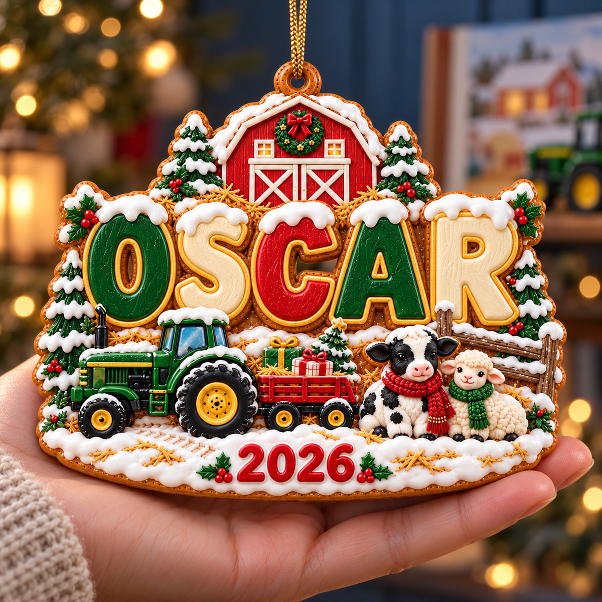 Personalized Farm Christmas Ornament 2026 – Custom Name with Tractor, Barn and Farm Animals, Little Farmer Gift for Kids 10f05cdb-13e0-42d4-9f92-4ca331e6b57d-Oscar-s-Christmas-Farm-Ornament-4.png
