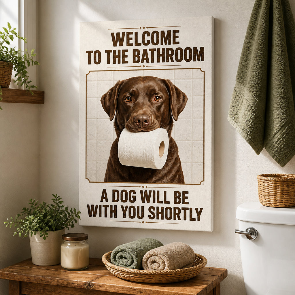 Custom Pet Bathroom Canvas – Welcome To The Bathroom, A Dog Will Be With You Shortly - Personalized Canvas 10f46e6e-f9cb-4ade-9166-5b36e189ae03.jpg