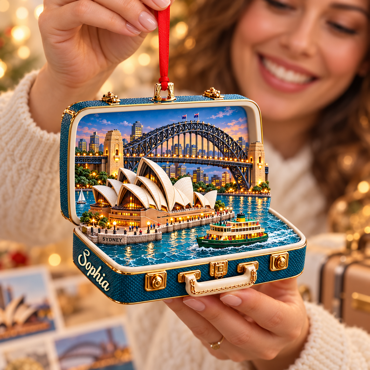 Personalized 3D Sydney Landmark Suitcase Christmas Ornament – Sydney Australia Travel Souvenir & Gift for Sydney Lovers 10fe22c9-ef6c-4a46-890a-319d8799e867-Sydney-suitcase-ornament-gift-reveal-2-1-.png