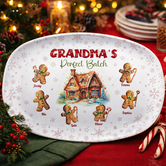 Grandma's Perfect Batch Christmas - Personalized Platter - Christmas Gift For Mom, Grandma