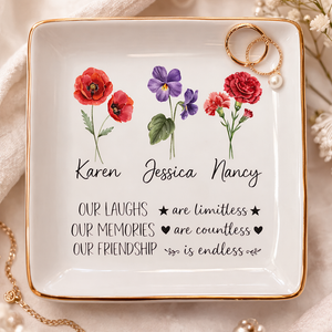 Limitless Laughs Countless Memories Endless Friendship - Personalized Jewelry Plate - Gift For Besties, Friends, Soul Sisters